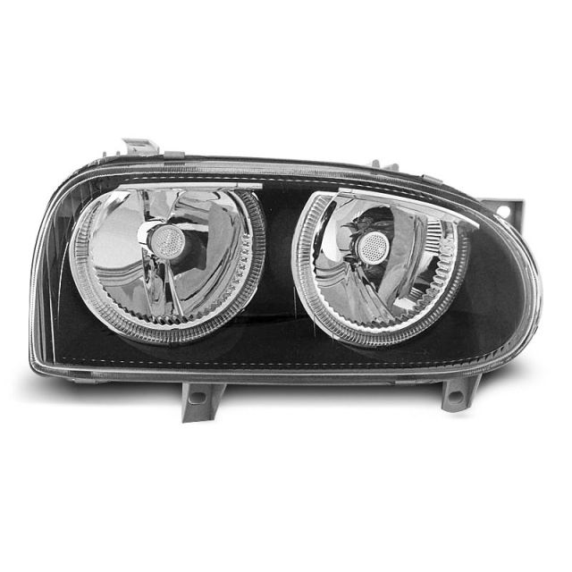 Фарове  с ангелски очи Черни за VW GOLF 3 09.91-08.97