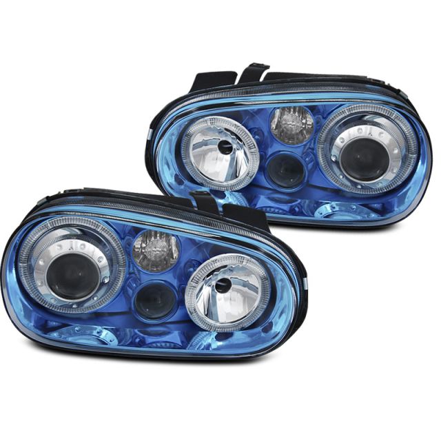 Фарове  с ангелски очи BLUE за VW GOLF 4 09.97-09.03