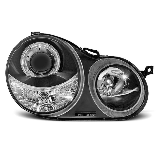 Фарове  с ангелски очи Черни за VW POLO 9N 11.01-04.05