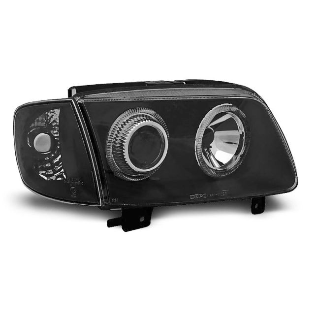 Фарове  с ангелски очи Черни за VW POLO 6N2 10.99-10.01