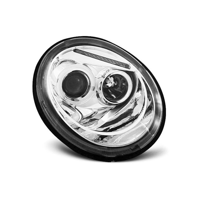 Фарове  с ангелски очи хром за VW NEW BEETLE 10.98-05.05