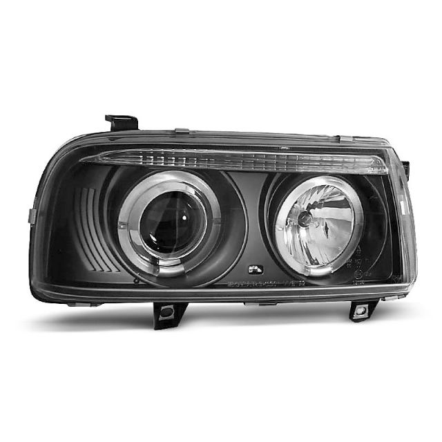 Фарове  с ангелски очи Черни за VW VENTO 01.92-08.98