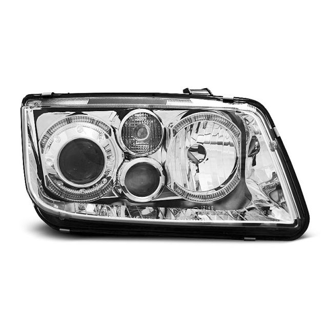 Фарове  с ангелски очи хром за VW BORA 09.98-07.05