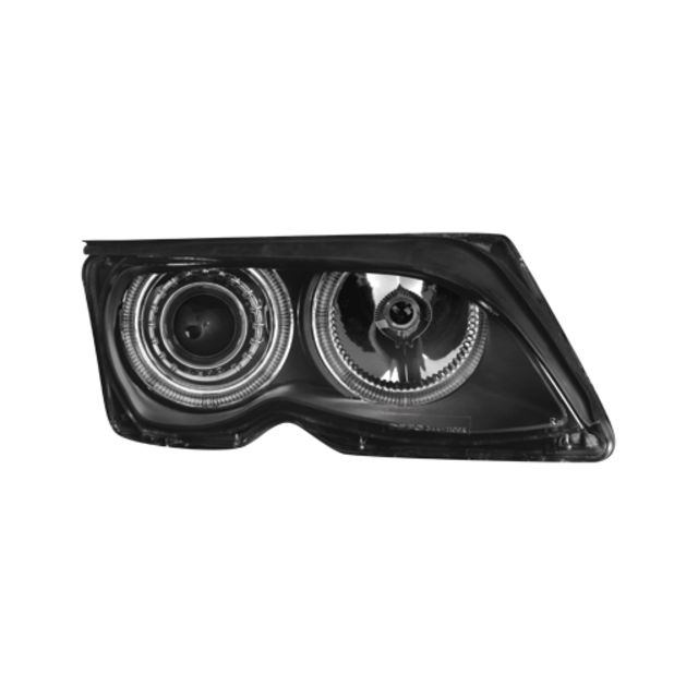 купи Кристални фарове с лупи и Angel eyes BMW E46 Черни Sedan 2001-2005г.