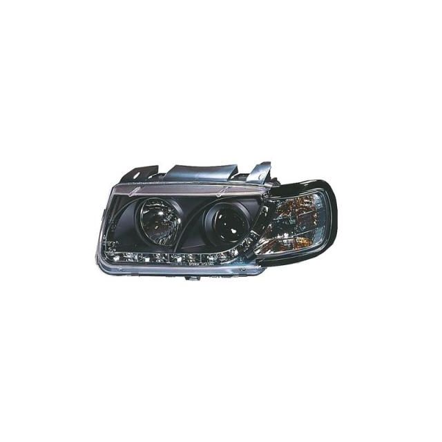 купи Кристални фарове с лупи и Angel eyes Polo 1994-1999г.Черни Вариант 2