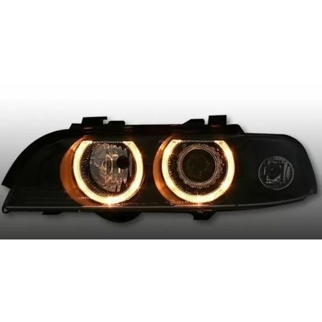 OEM Кристални фарове Angel Eyes BMW E39 - черна бленда